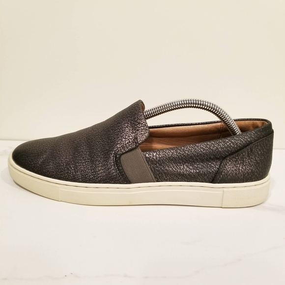 FRYE Women's Ivy Slip On Casual Loafer Pewter Metallic Leather Flat Shoes - Picture 6 of 12